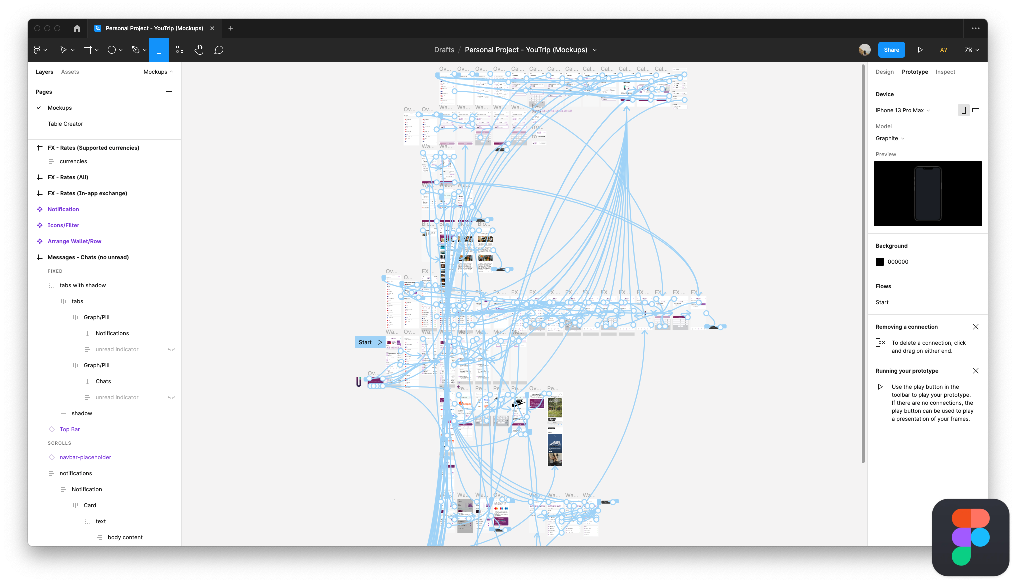 Screenshot of YouTrip hi-fi prototyping done on Figma